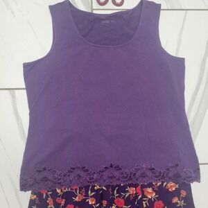 Coldwater Creek Minimalist purple summer tank with Lace 1Xl